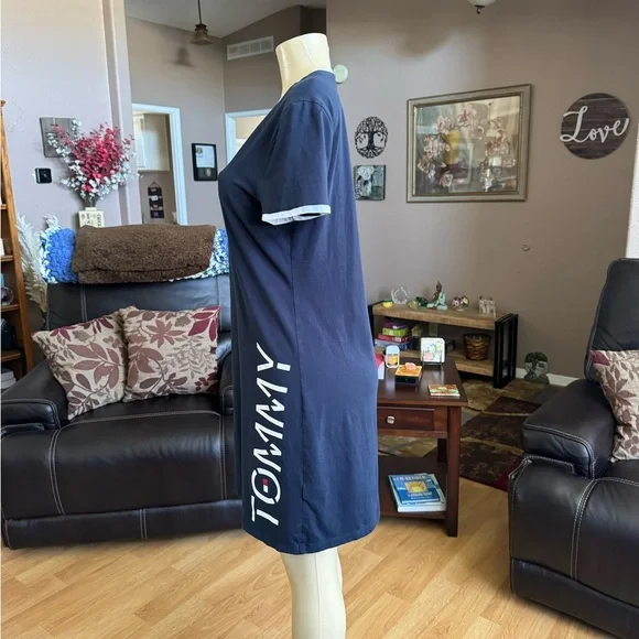 Tommy Hilfiger blue & white short sleeve dress-size M - Picture 3 of 10